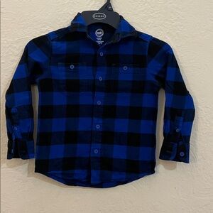 Wonder Nation Blue and Black Plaid Button Down Shirt